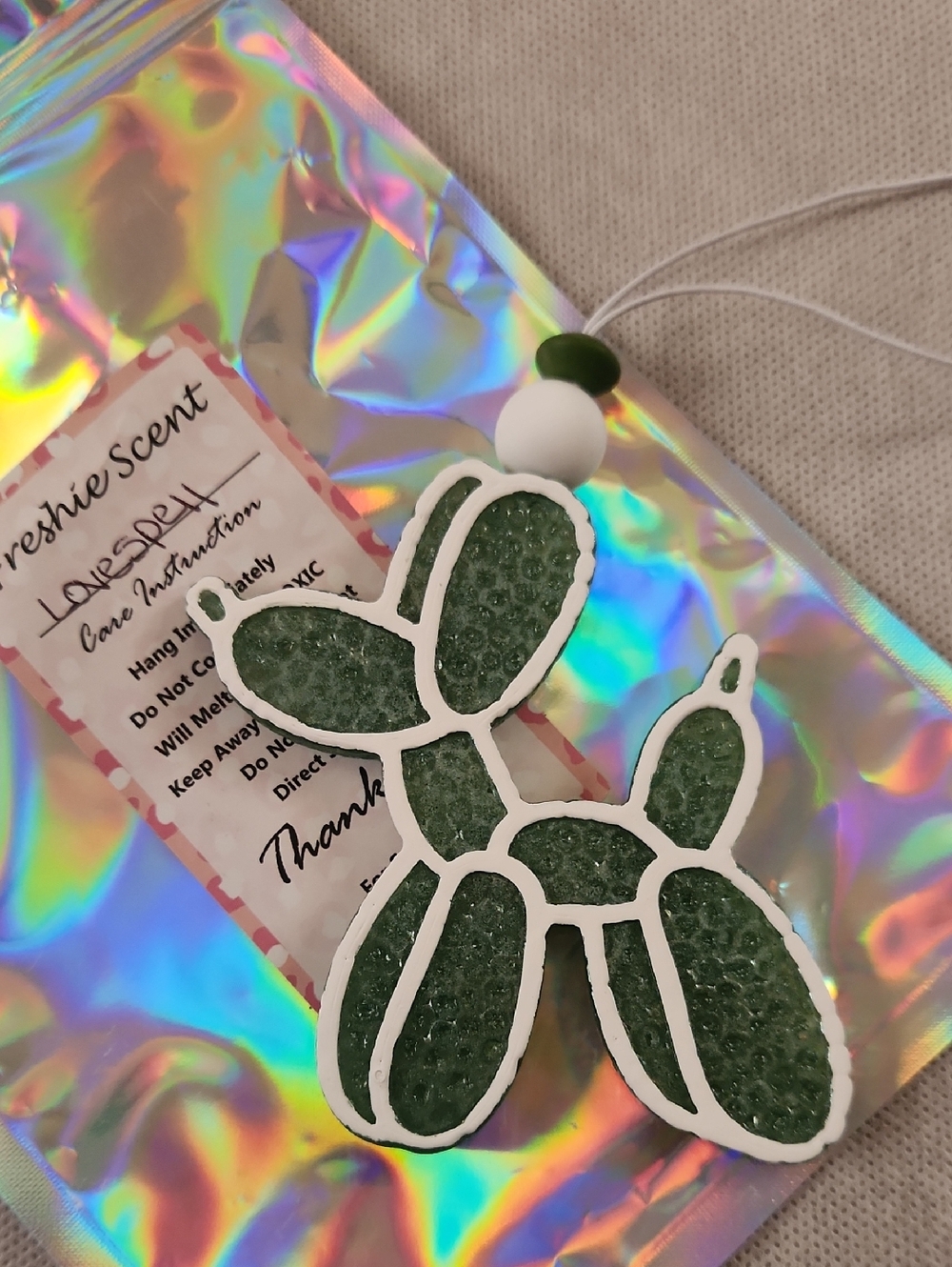 Green Balloon Dog Hanging Air Freshener